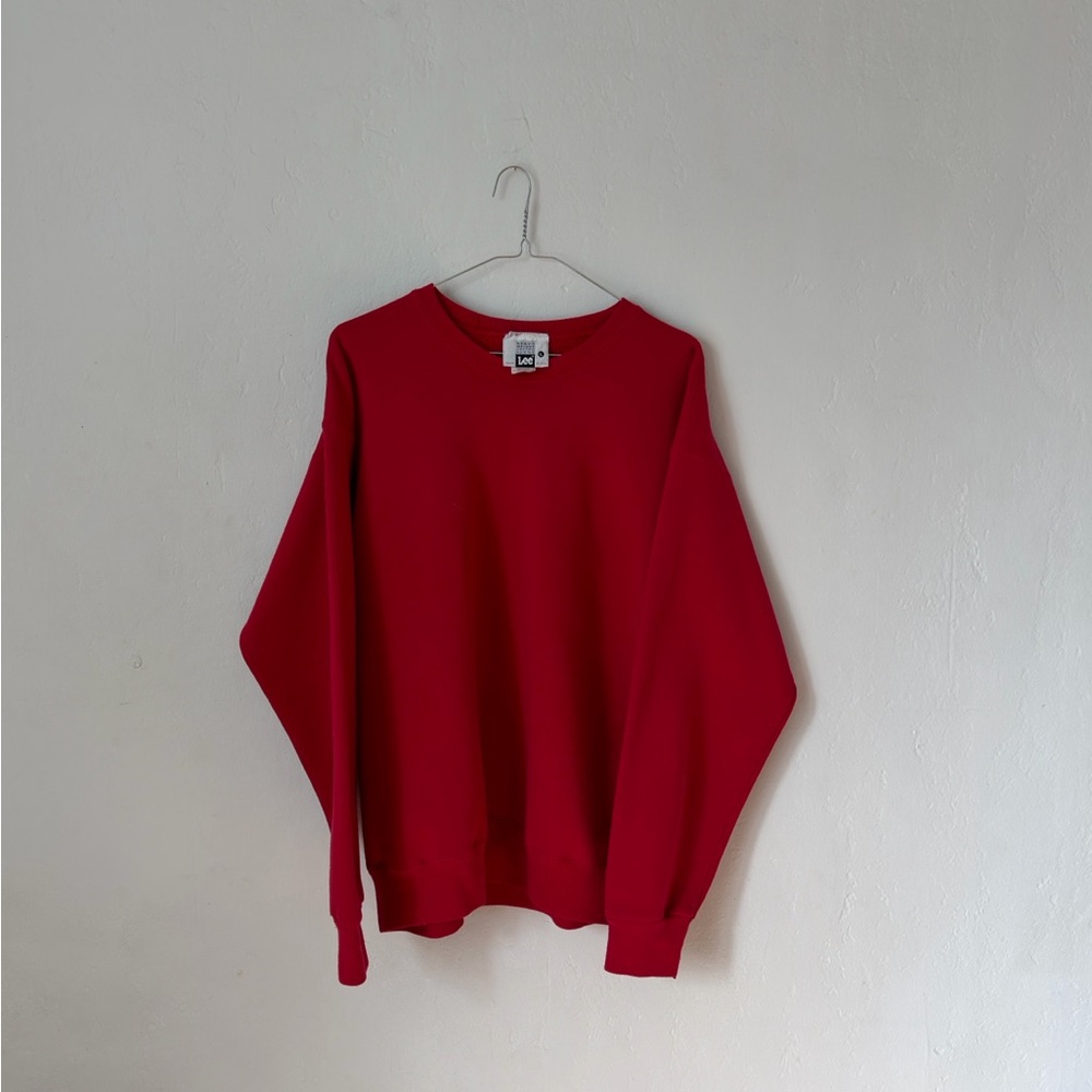 Vintage Made In US Lee Heavyweight Cotton Blend Red Crewneck Men’s Large